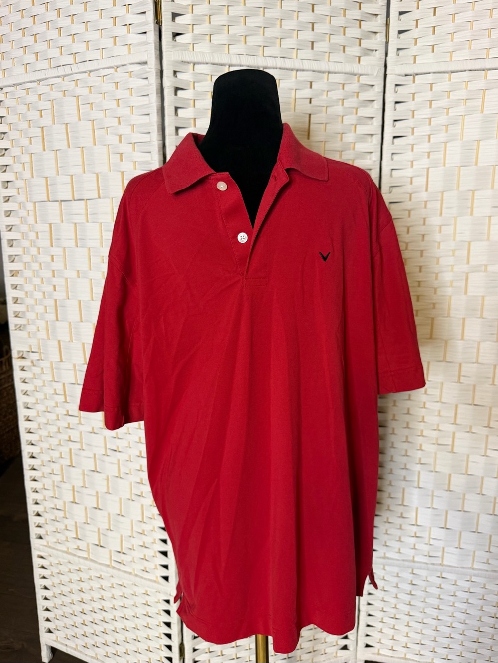 Callaway Red Polo Shirt with Subtle V Logo